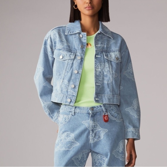 FIORUCCI ALL OVER ANGELS DENIM JACKET BLUE - Picture 2 of 13